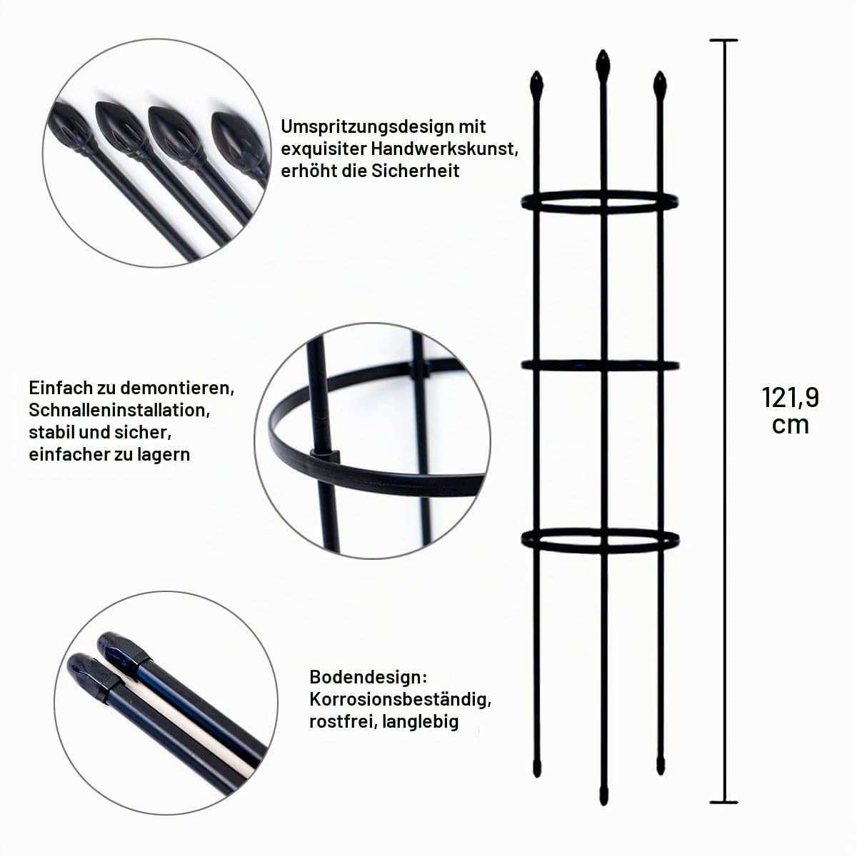 2 Stück Rankhilfe Garten, 2-in-1 Rankgitter für Kletterpflanzen, 120CM Tomatenkäfige, Pflanzen Stützen für Ranken, Rankgitter Garten, Pflanzenstecker für Kletterpflanzen, Drinnen und Draußen