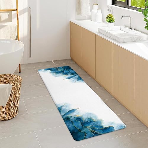 Miniatura 7 de Tapete de baño de mármol verde y dorado para baño, esmeralda oscuro, salvia, cazador, verde oliva, antideslizante, moderno, dorado, accesorios