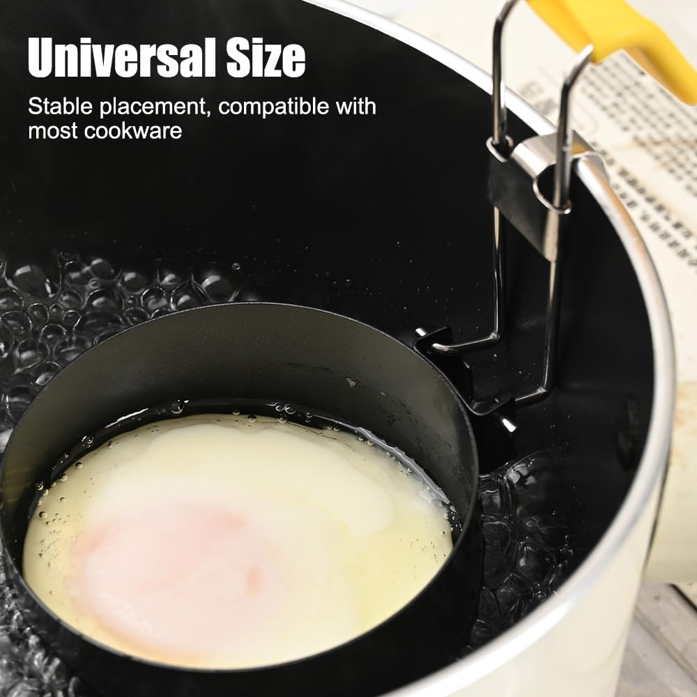 Cuociuova, Anello per Uova in Acciaio Inox, Caldaia per Uovo Antiaderente con Orecchio Appeso Pieghevole e Pennello Olio per Cucina
