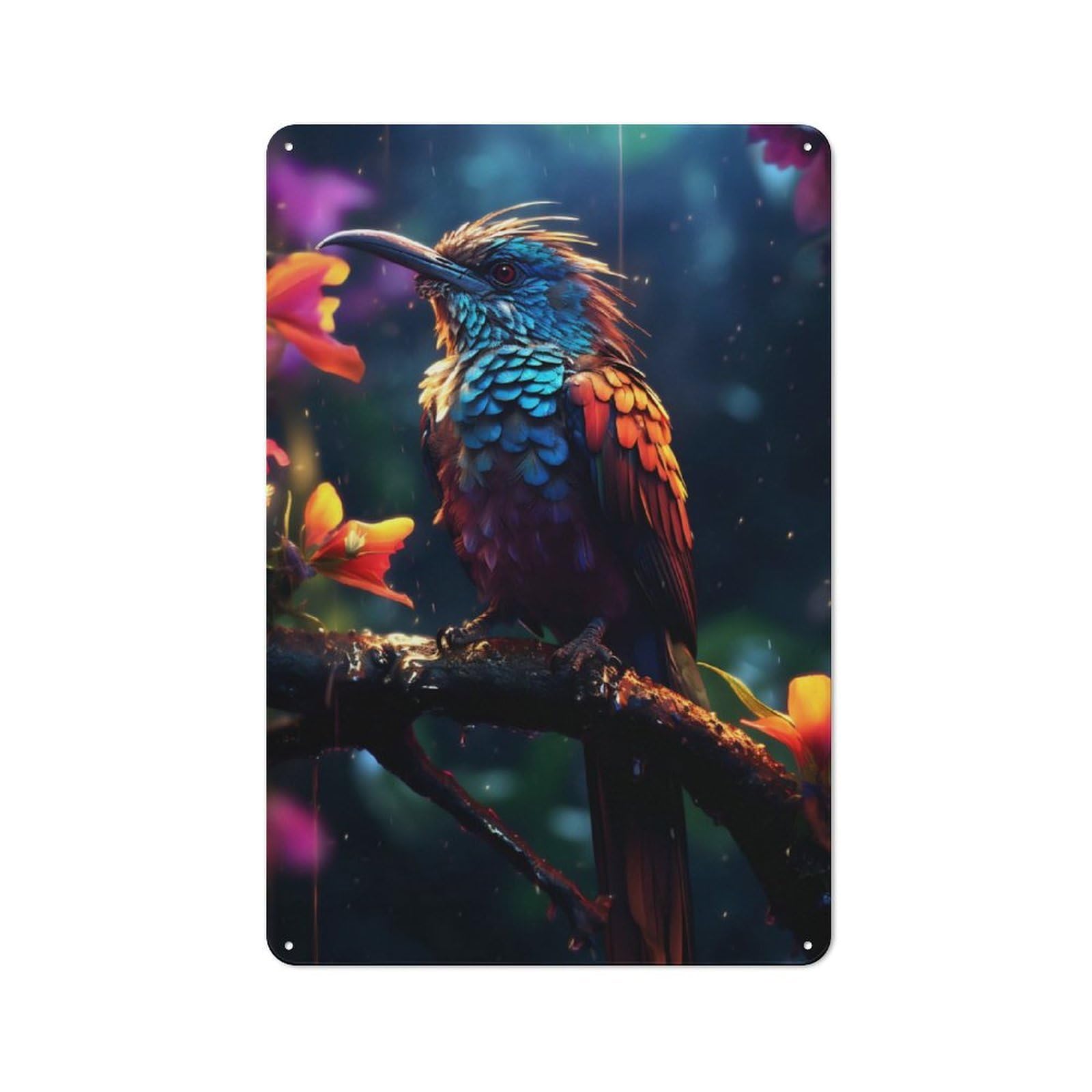 Junmoney Rainy Bird Of Paradise Rustic Metal Plaque 30X20cm For Studio Or Craft Room, Housewarming Present For People Styling Studio And Craft Room