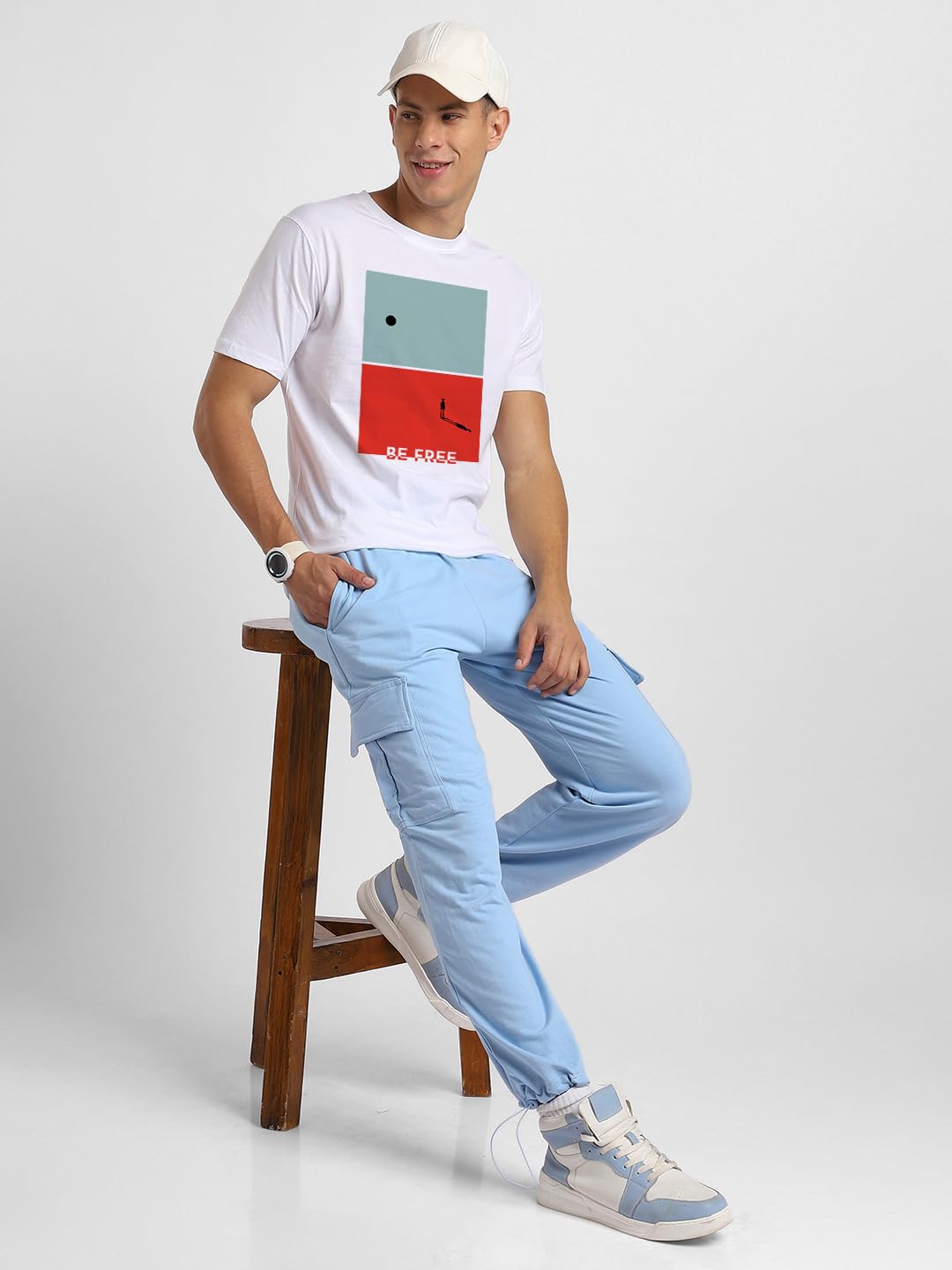 NOBERO Combo de camiseta de algodón con estampado gráfico de ajuste regular para hombre (paquete de 2)