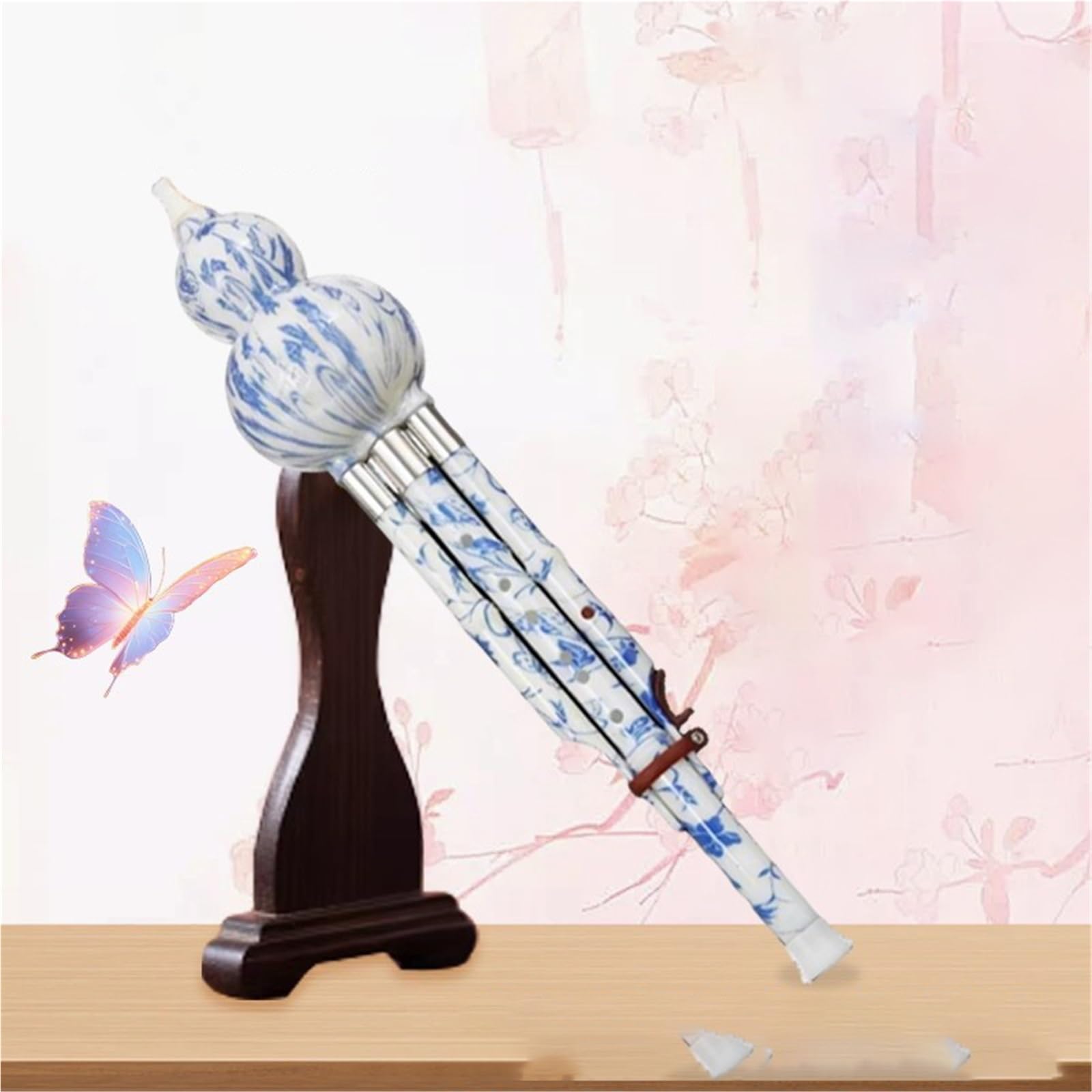 Flauta Hulusi De Grado Profesional Llave 7 Agujeros En C Diseño "porcelana Azul Y Blanca" Duradera Amigable Para Principiantes Hulusi