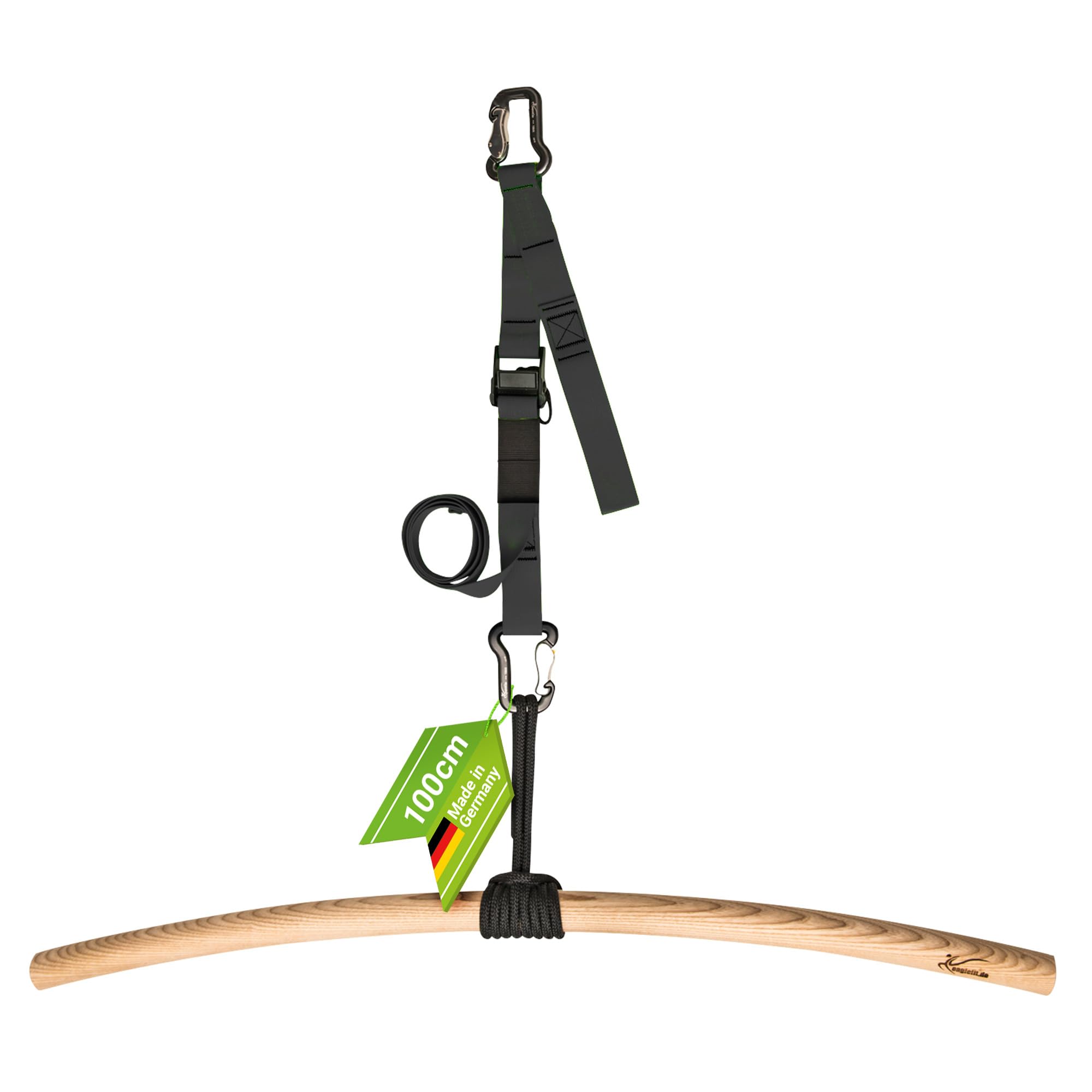 eaglefit - Premium Klimmzugstange aus Holz 100 cm - Ergonomisch gebogene Pull Up Bar für Decke, Garten & Baum - Reckstange Outdoor & Indoor für Klimmzüge - Verstellbar zum Aufhängen inkl. Zubehör