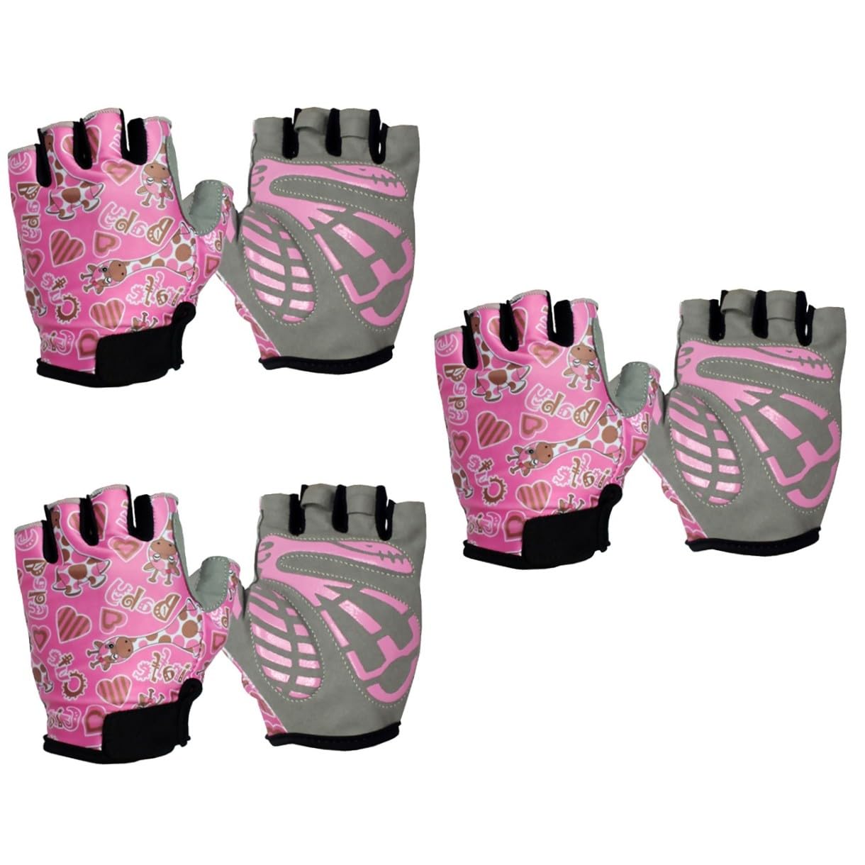 Toyvian 3paare Mädchen Fahrradhandschuhe Halb Finger Atmungsaktive rutschfeste Schutzhandschuhe Für Mädchen s Für Outdoor-Sport Und Fitnessaktivitäten