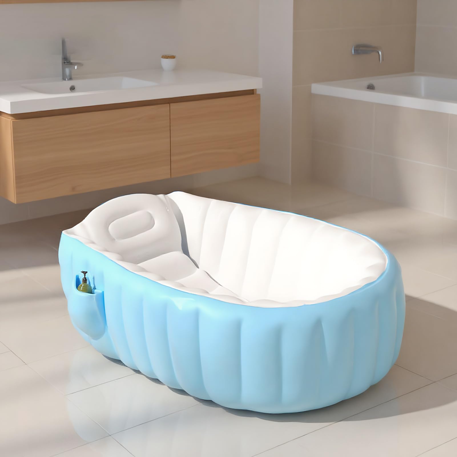 Vasca Da Bagno Da Viaggio per Neonato Catino Pieghevole Essenziale Bimbi 2+ | Vasca Portatile Bambini Con Pompa A Pedale Casa Interno Bagno Hotel Esterno Viaggio Vacanza Bambini Piccoli