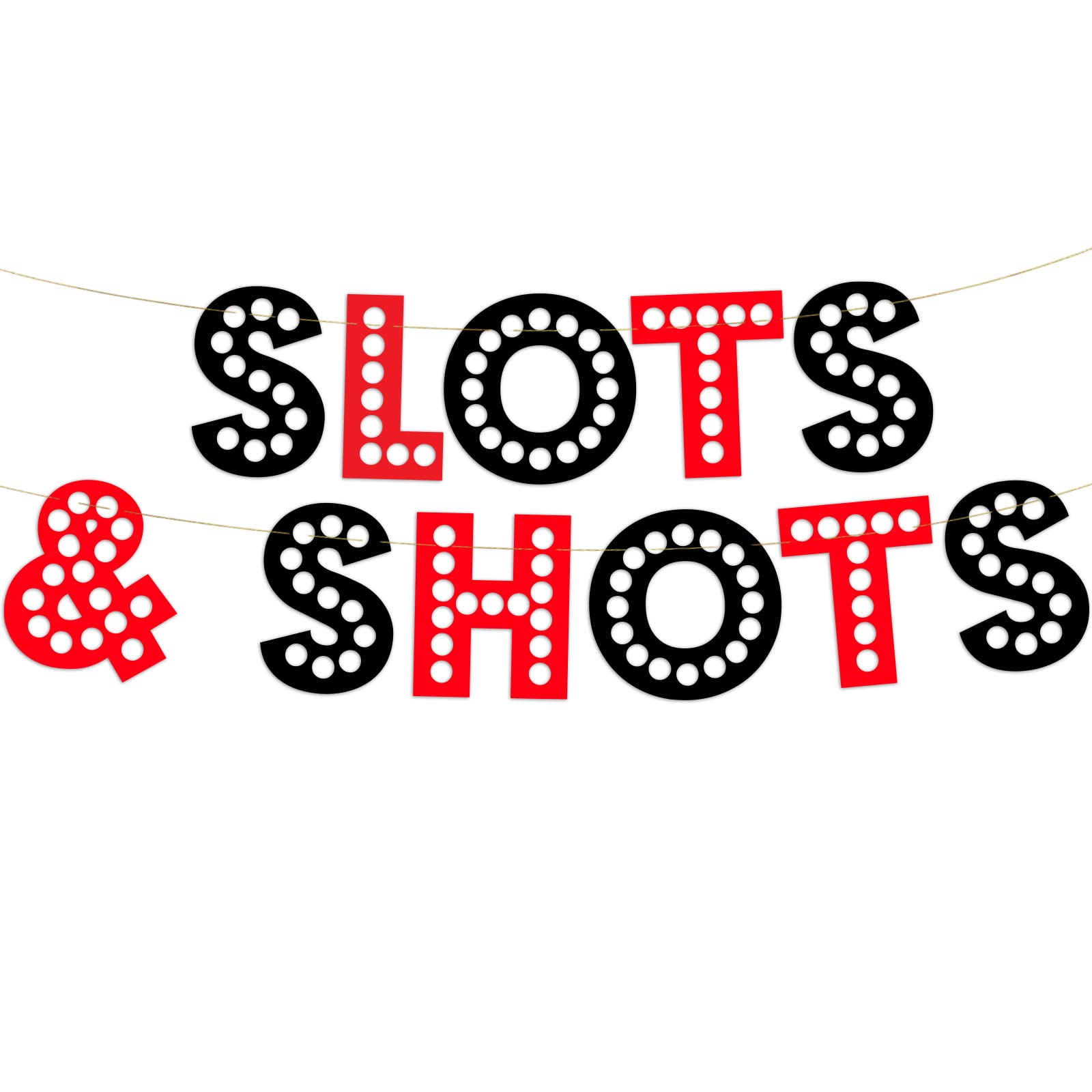 Pre-Strung Casino Themed Glitter Banner - Bachelorette Party Decorations for Her - Party Supplies, Favors and Gifts