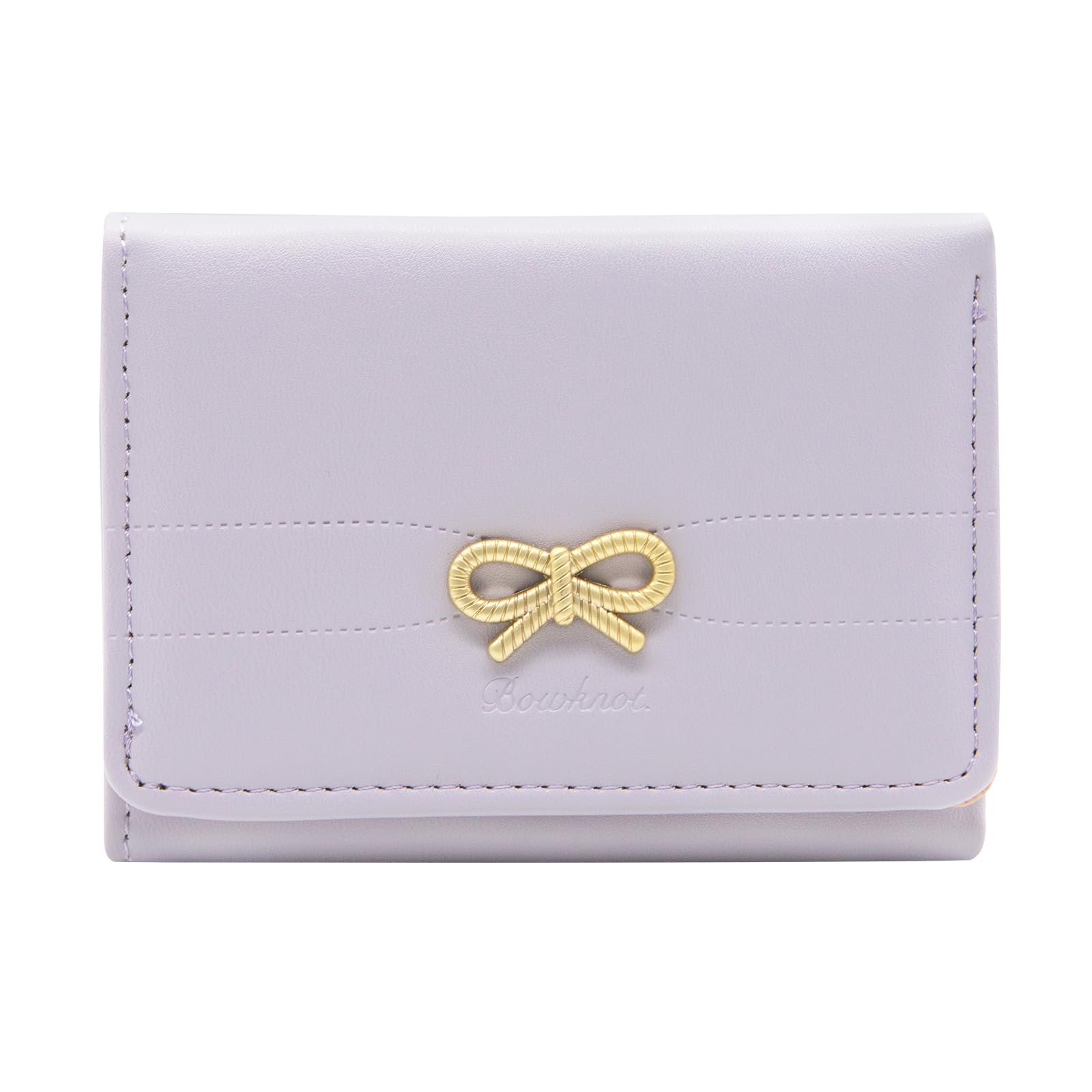 LJCZKA Cute Wallet Women Coquette Bow Small Wallet Girls Tri-fold Leather Card Holder ID Window Aesthetic Purse Ladies (Purple)