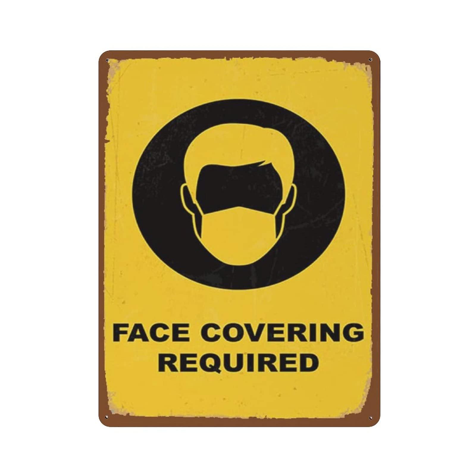 Metal Tin Sign Face Covering Required Vintage Tin Poster Metal Sign Wall Decoration Country Kitchen Home Garage Decor 16"x12"