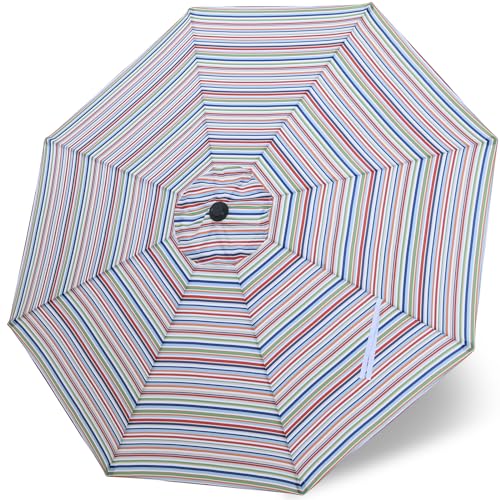 Image of MASTERCANOPY Patio Umbrella 10 ft Replacement Canopy for 8 Ribs-Red&Green Stripe Canopy Only
