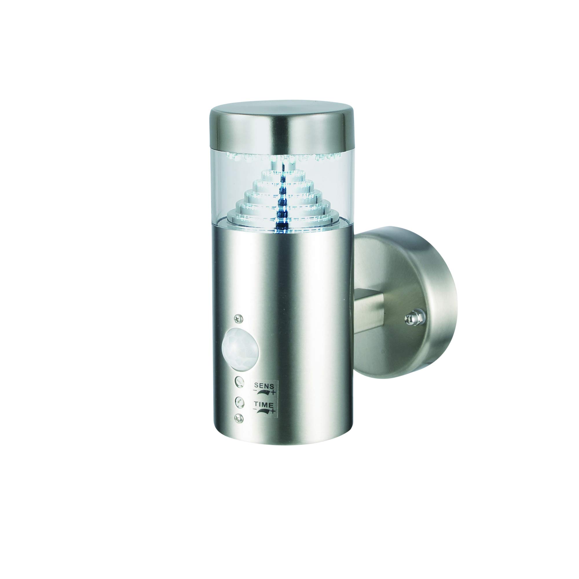 Saxby Lighting Brushed Stainless Steel Saxby 92533 Pyramid Stainless Steel Ip44 Outdoor Garden Pir Led Wall Light
