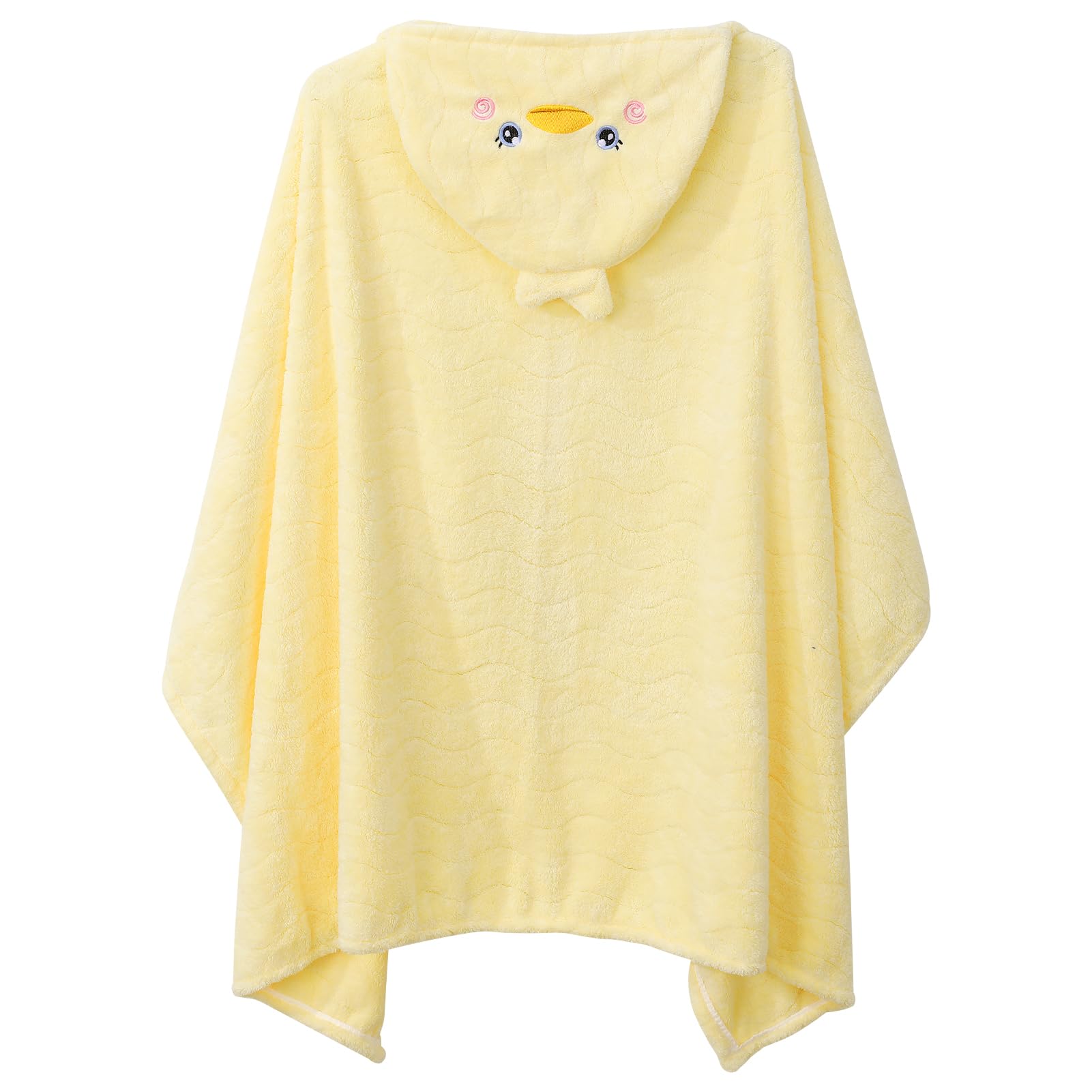 GSrenyu Kids Hooded Towel with Snap Button,80 x 120cm Large Poncho Bath Towel Yellow Duck Design for Girls,Soft Absorbent for Swimming Beach After Bath - Image 3