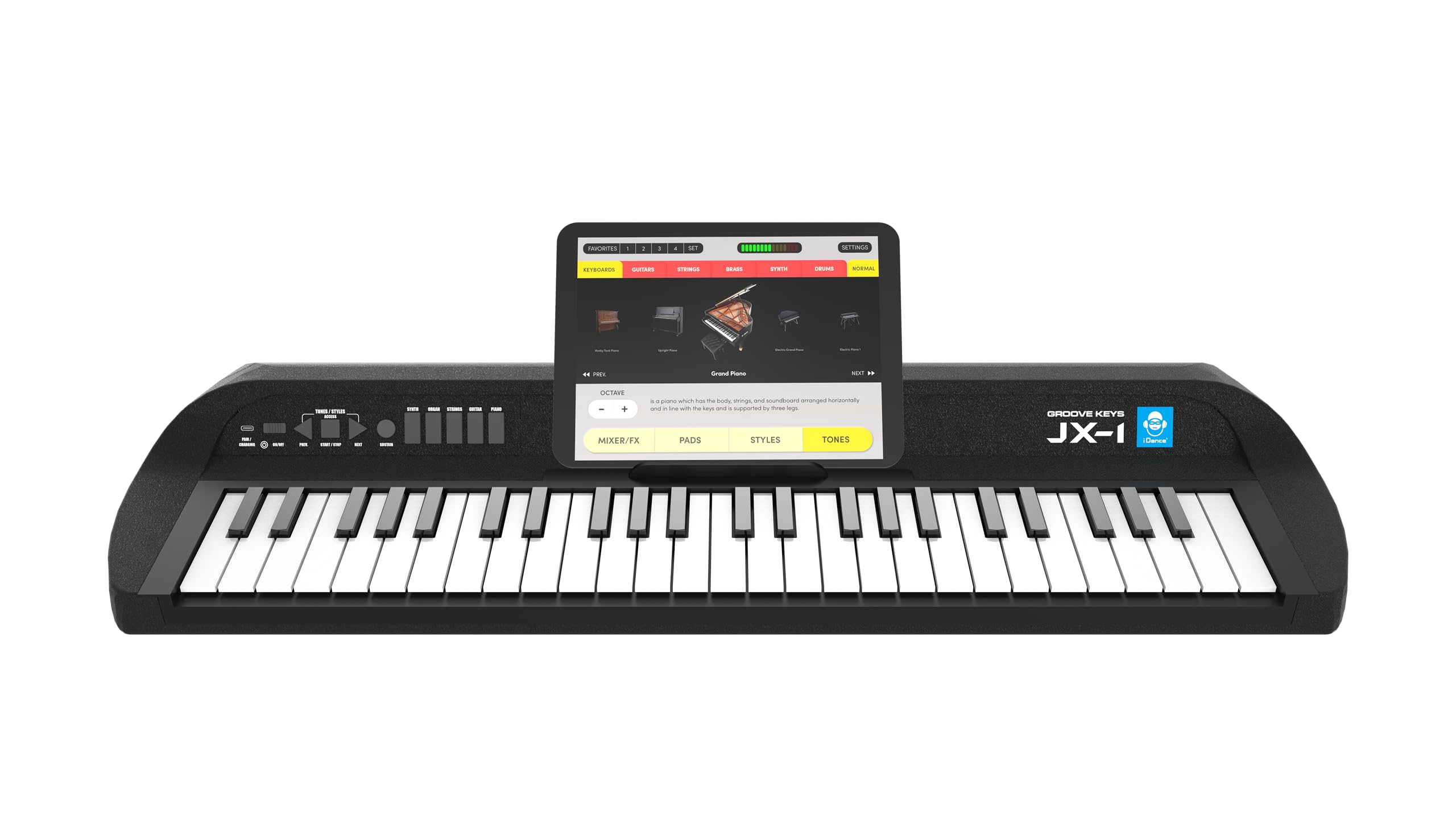 Cefa Toys- Teclado Electrónico 49 Teclas, Bluetooth conexión a Tablet a traves de App o Play Store, 120 Ritmos, 128 Tonos y 120 Pistas de acompañamiento.
