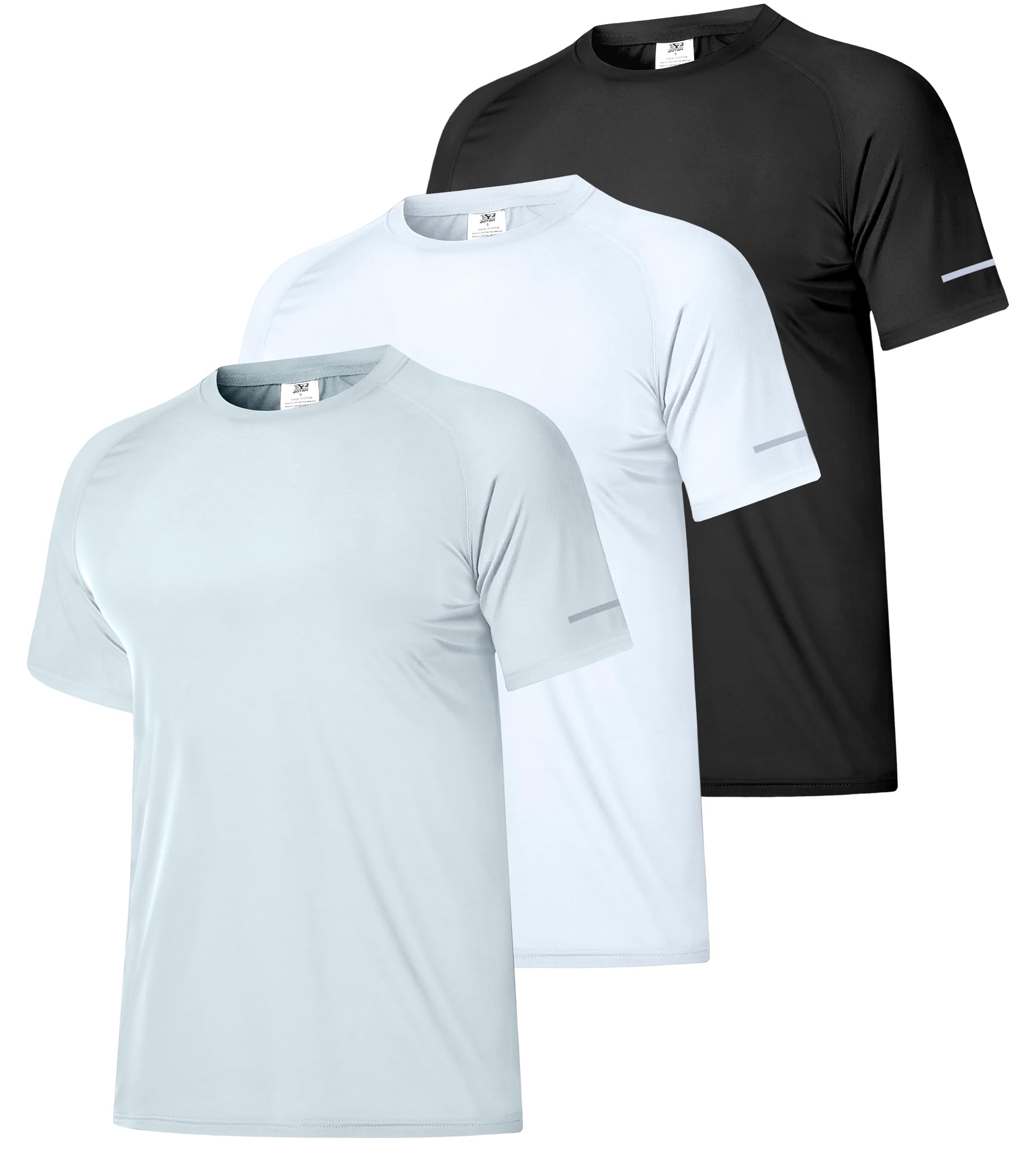 Boyzn 1 or 3 Pack Men's Rash Guard Short Sleeve UPF 50+ Sun Protection Swim Shirt Quick Dry Beach T-Shirt for Surfing Fishing