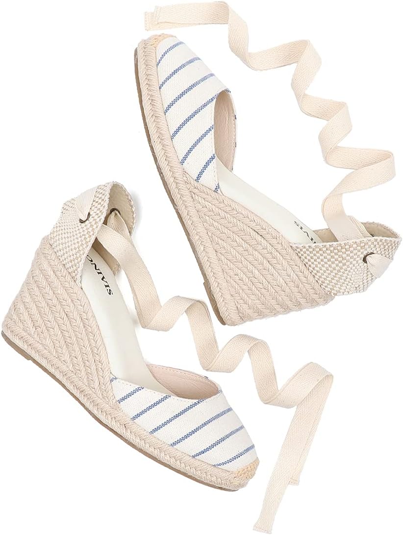 Women’s Platform Wedges Espadrilles, 3" Wedge, Soft Ankle-Tie Strap, Closed Toe, Classic Summer Sandals - Image 3