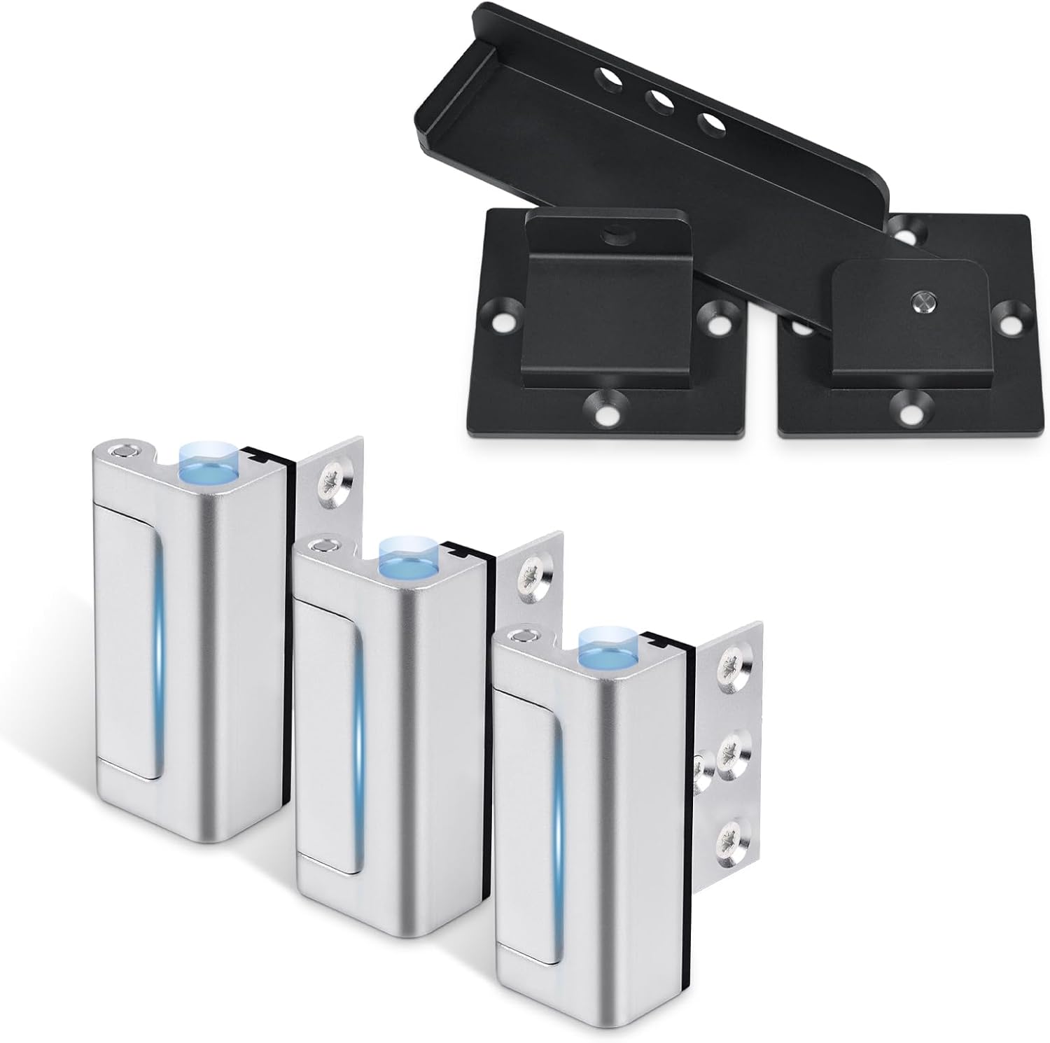 Home Security Door Reinforcement Lock, Childproof Safety Door Lock Latch Stopper.7.5" Flip Gate Latch with Padlock Holes, 4mm Heavy Duty Aluminum Door Latch for Outdoor Wooden Fence,Barn Door,Shed