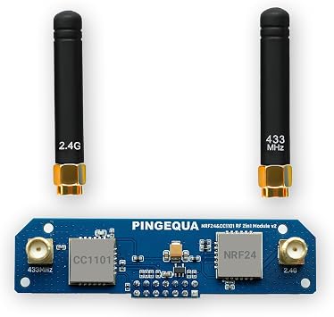 Dual Band 2-in-1 Board for M5Stack Cardputer ADV, M5Stack Accessory Support CC1101 433Mhz & nRF24L01 2.4GHz, Auto Switching, Stable Power, SPI/GPIO Protection - PINGEQUA Hydra RF Cap 424