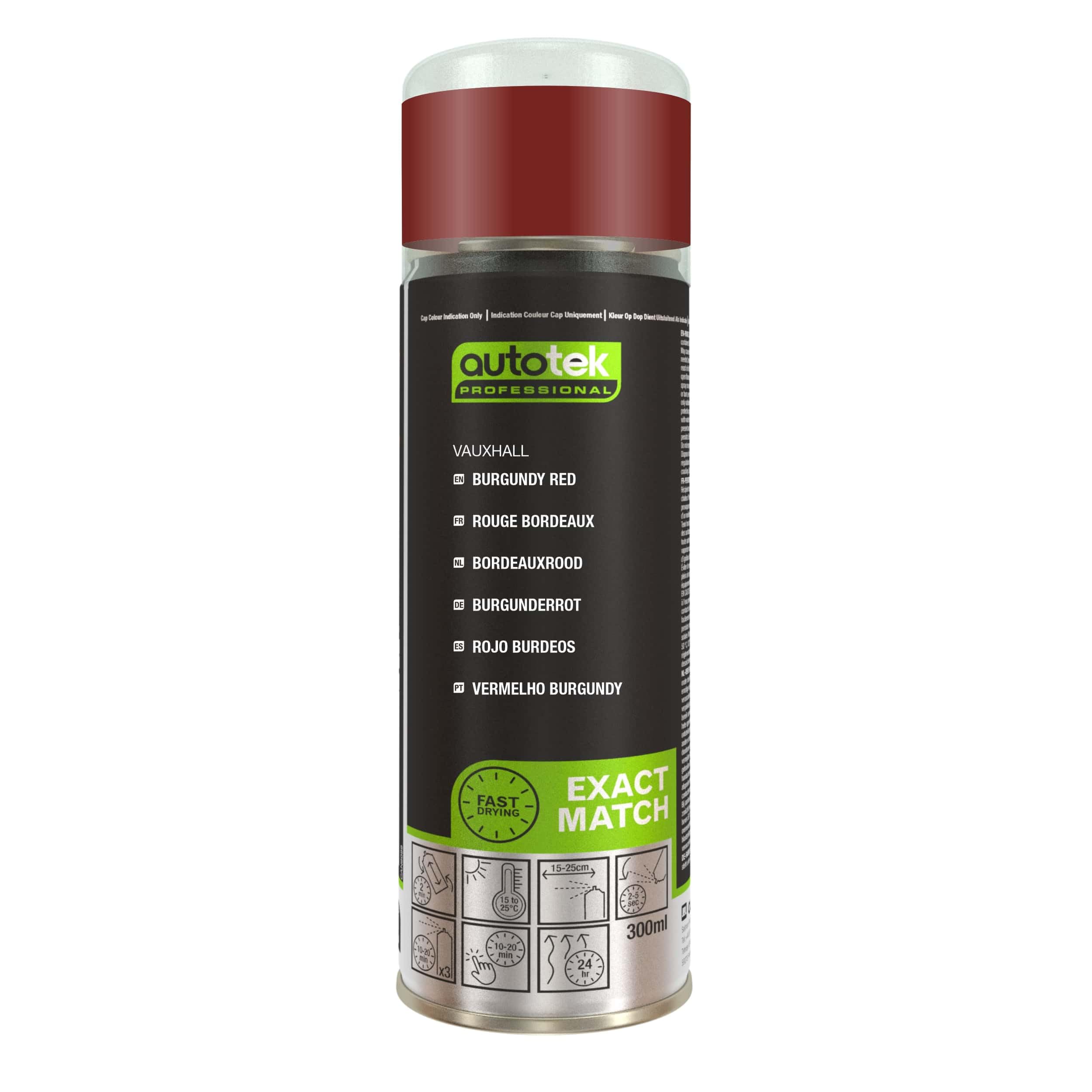 AutoTek Professional Exact Match Car Spray Paint, Vauxhall Burgundy Red Aerosol Spray 300 ml