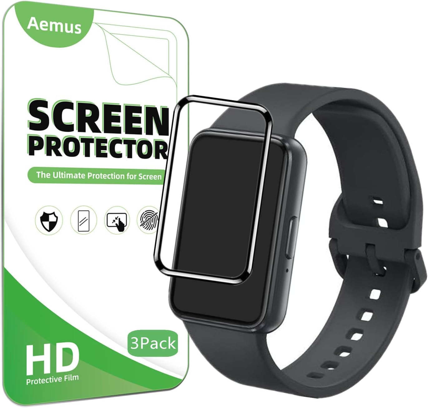 Screen Protector Compatible for Galaxy FIT 3 Fitness Tracker (3 Pack) 3D Full Coverage PMMA Protective Film for Fit 3 Smart Watch 1.6"