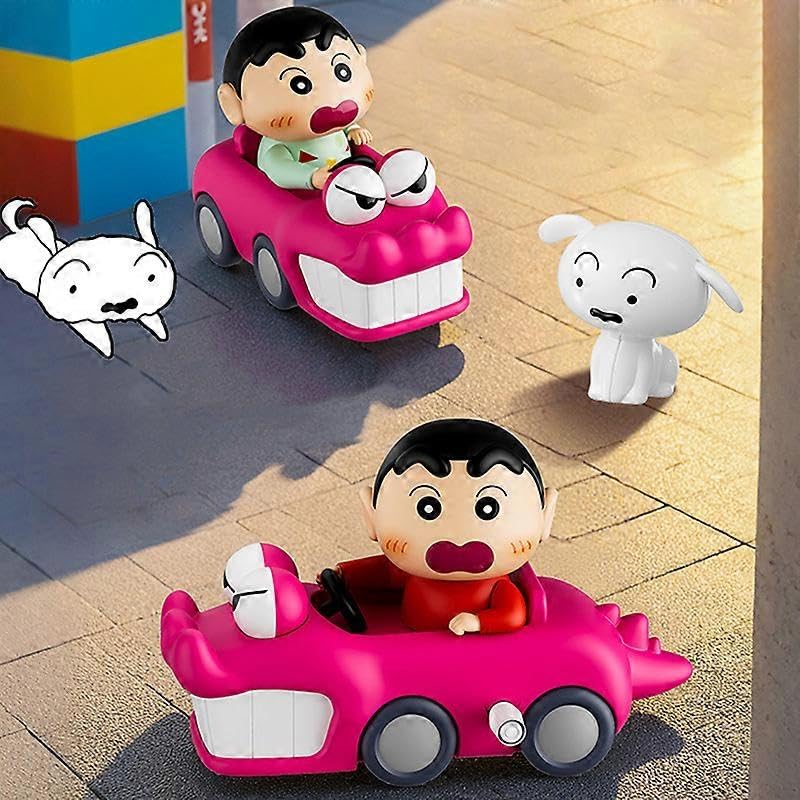 Image of Shinchan Cartoon Toy Car for Kids, Multicolor | Cute Wind-Up Racing Car, Moving Wheels, Mini Vehicle Toy, Birthday Gift