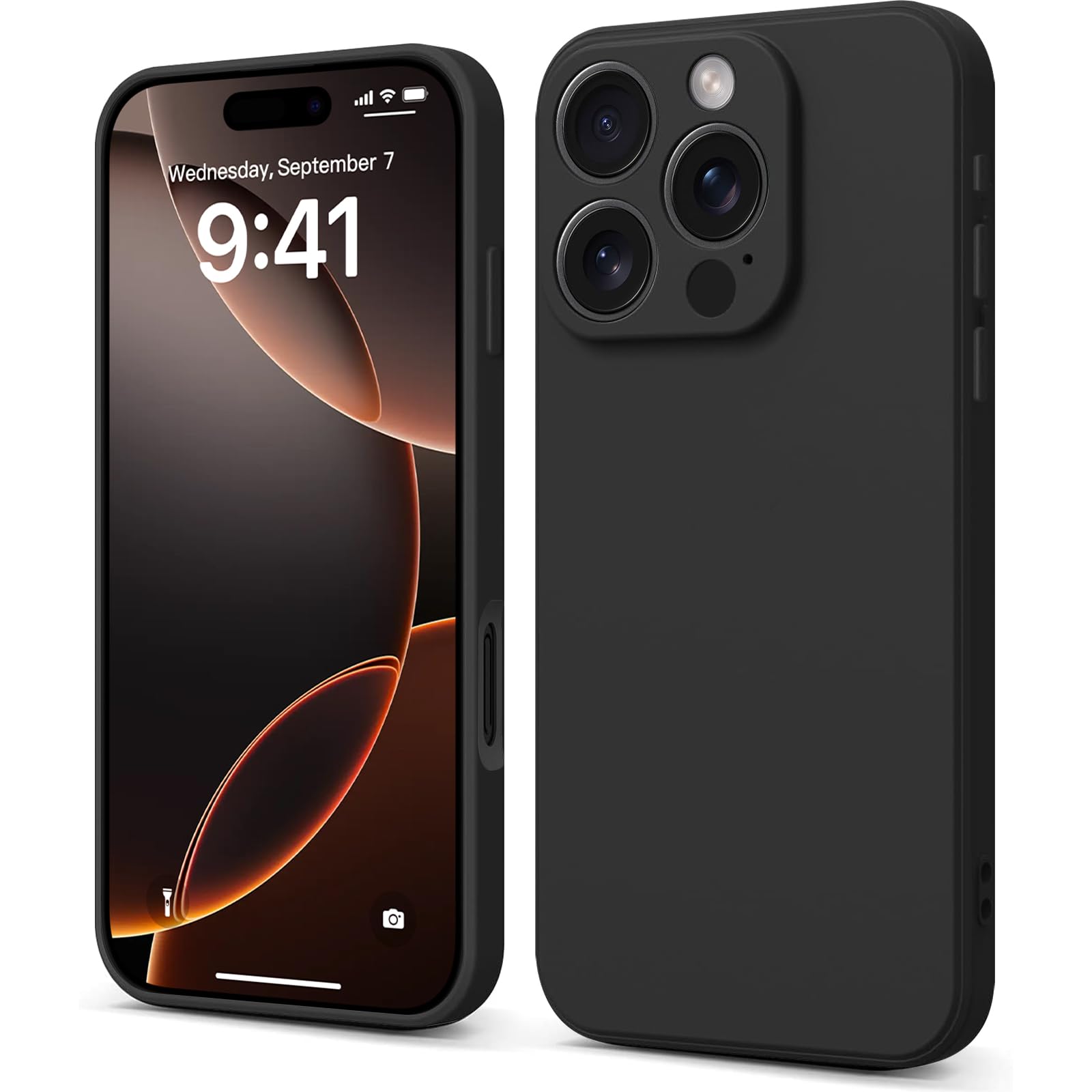 INFOSUN iPhone 16 Pro Max Case Silicone Protective Cover, Ultra Slim Soft Silicone Gel TPU Cover, Anti-Scratch Anti-Fingerprint Case Compatible with Apple iPhone 16 Pro Max（6.7Inch) (2024) (Black）