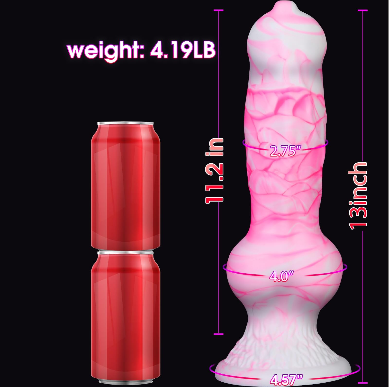 13 Inch Huge Silicone Knot Dog Dildo,4“ Wide Extra Large Fantasy Monster Wolf Dildo with Suction Cup, Animal Giant Penis Anal Butt Training Stretcher Plug for Women Men