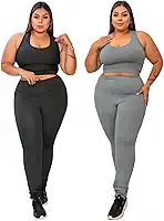 2 Conjunto Plus Size Calça Legging Cós Alto E Top Nadador