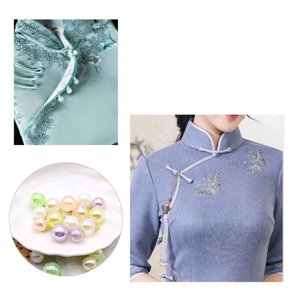 Metalowe guziki do płaszczy, 10 szt. Dekoracyjny mały guzik ze sztucznej perły do ​​qipao, sukni ślubnej, koszul, projektów rękodzielniczych(Light Yellow,12MM)
