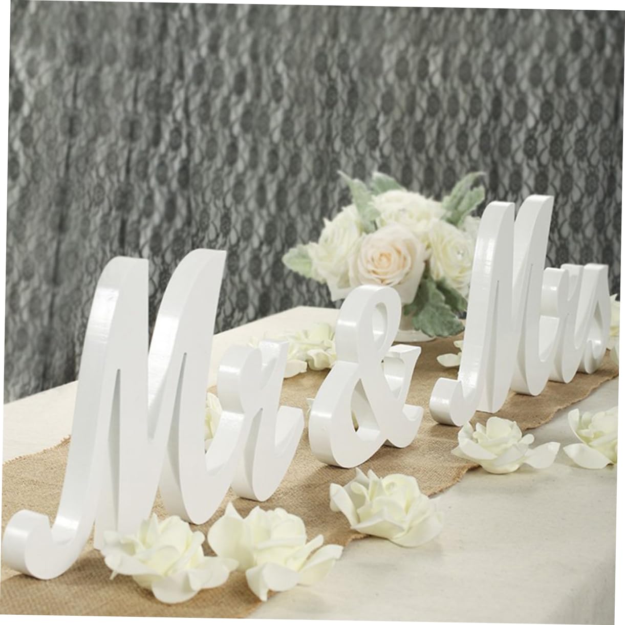 Plaque Decorativa Legno Mr Mrs Per Matrimonio Lettera Decorativa Bianca Per Parete e Tavolo Stabile e Resistente Per Nuove Case e Eventi Speciali