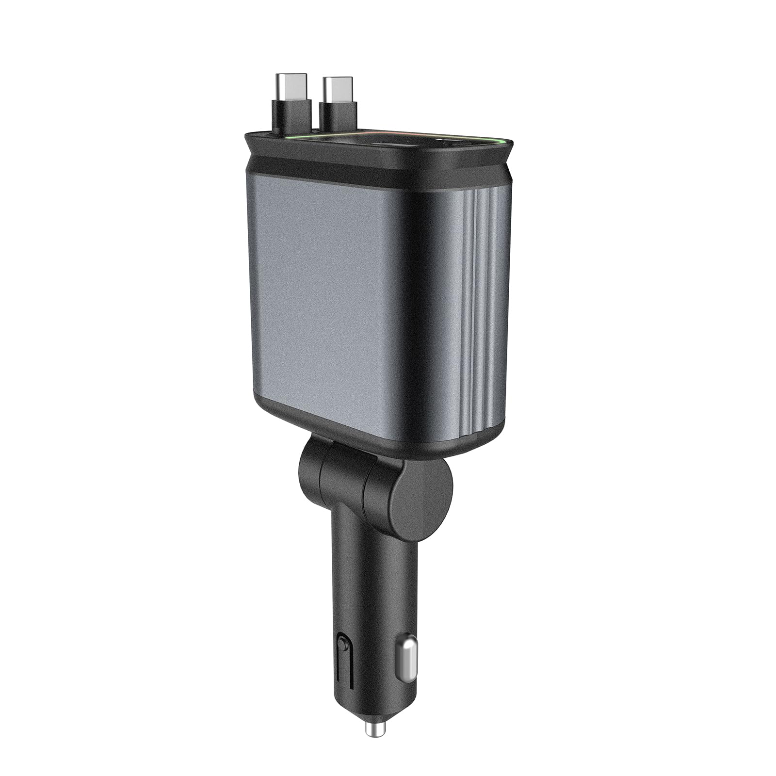 Adaptador ajustable de carga de coche de 180 grados con luz de proyector de estrellas doble USB C y USB un accesorio rápido