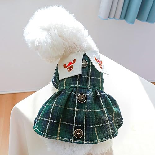 Miniatura 3 de CRIDENG Vestido de perro para cachorros, disfraz de lindo perro, oso de peluche, vestido de Navidad, falda de alce a cuadros, uniforme de