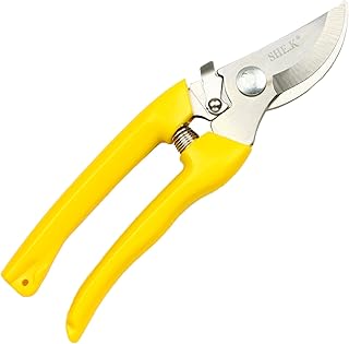 nuzamas Bypass Tijeras de podar 8 pulgadas Acero inoxidable Jardinería Mano cortador de jardinería de Bush, arbusto y cortasetos clippers tijeras de jardín, color amarillo