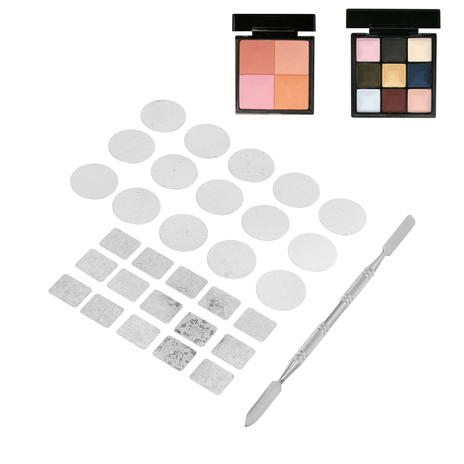 Metal Stickers for Eyeshadow Palette Set Makeup Metal Stickers for Eyeshadow Palette Stainless Steel Spatulas for Cosmetic Mixing Magnetic Palette Accessories - Image 3