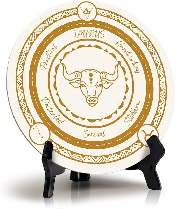 Taurus Zodiac Circle Table Sign (5x5