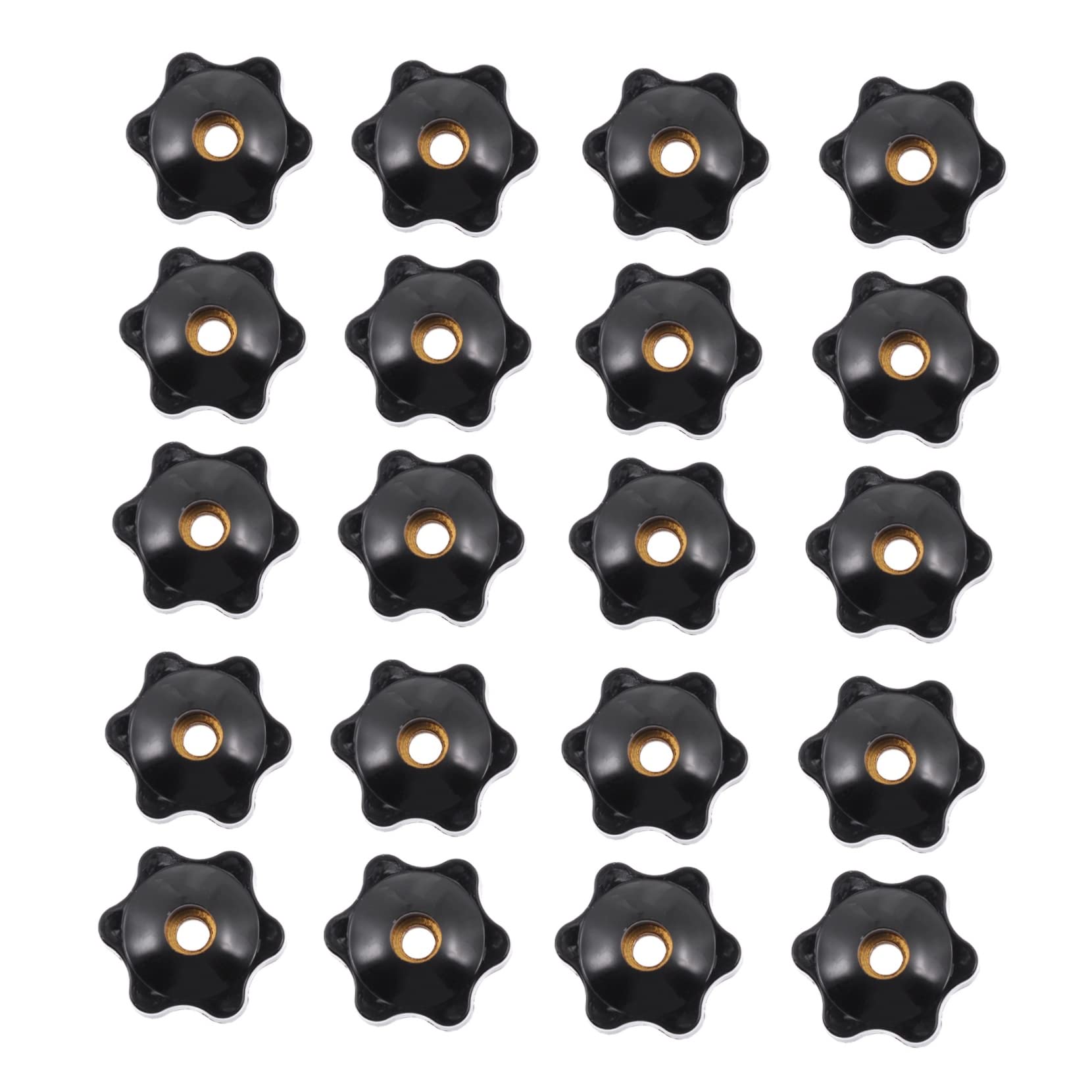 FUNOMOCYA Knob Nuts for Machine Tools 20 Pcs Threaded Hand Knobs Black Plastic Handle