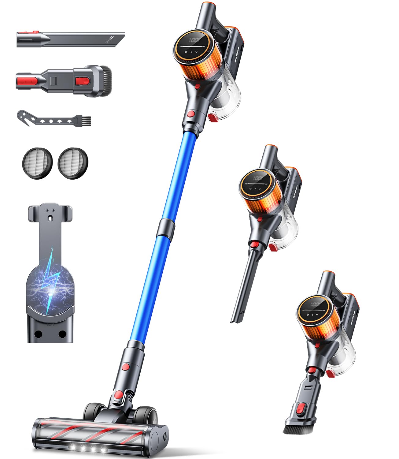 SunSare Cordless Vacuum Cleaner, 550W 45Kpa Self-Standing Vacuum