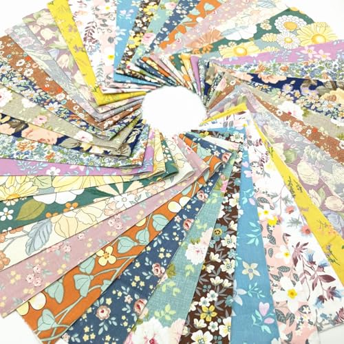 Image of 7Pcs 20 inch x 20 inch Cotton Fabric DIY Making Supplies Quilting Patchwork Fabric Fat Quarter Bundles DIY for Quilting Cotton Patchwork Cushions (Brown, 2.4 inch x19 inch)