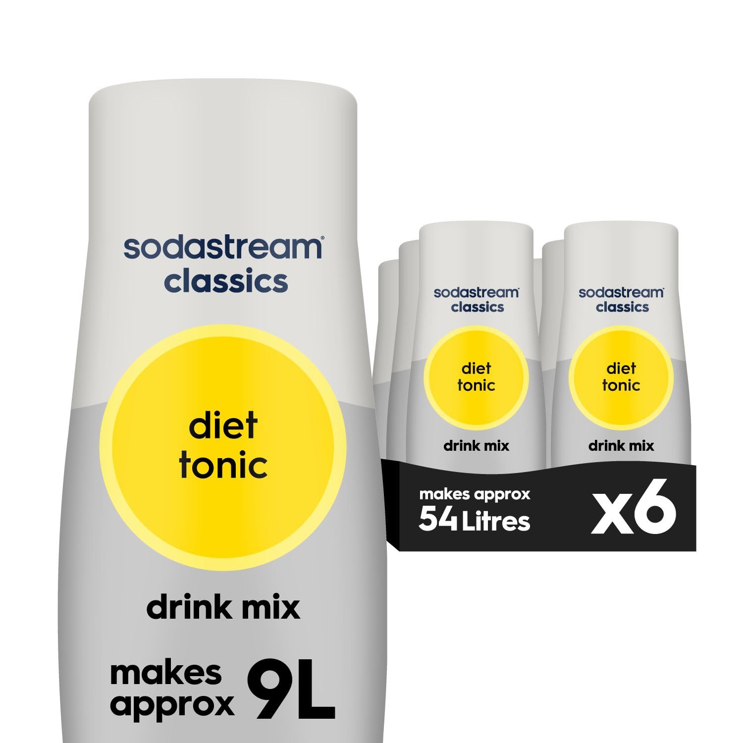 Flavours Classic Diet Tonic Mix, Fizzy Drink Maker Concentrate, Aspartame Free SodaStream Syrup, Sparkling Water Flavouring, Slimline Water for Gin & Tonic - 6x 440ml Multi Pack