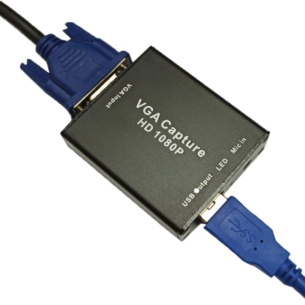 POMIACAM Video Coverter VGA Capture Card,VGA to USB2.0 Converter,Audio and Video Capture Device,Plug-and-Play,USB Drive-Free HD 1080P Video Capture Tool for Windows,Linux and Android