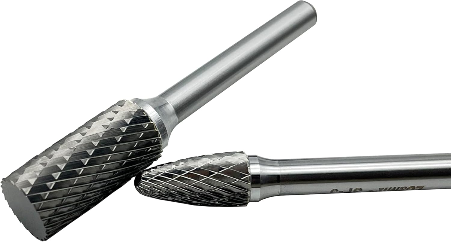 Carbide Burrs Set 8pcs with 1/4" Shank Double Cut Solid Carbide Rotary Burr Set for Die Grinder Drill,Metal Carving, Polishing,Engraving,Drilling by LU&MN