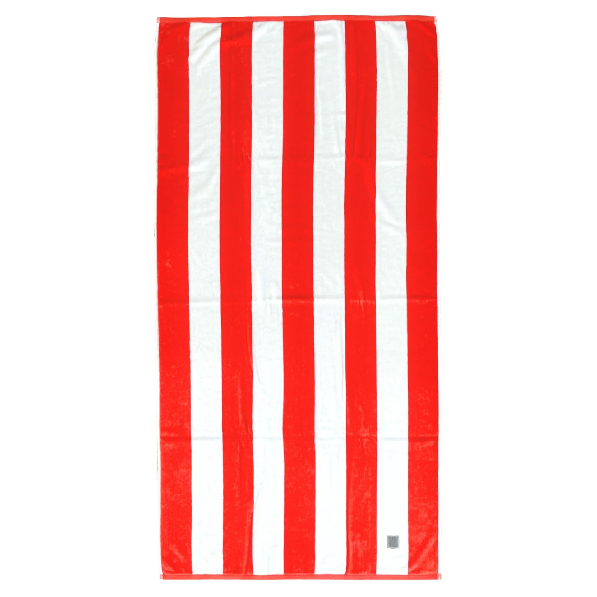 MOMOMUS Toalla de Playa de Algodón Velour 100% - Rayas Cabana, Suave, Ultraabsorbente - Ideal como Toalla de Playa Grande Antiarena y Toalla de Piscina Grande - Naranja, 90x180 cm