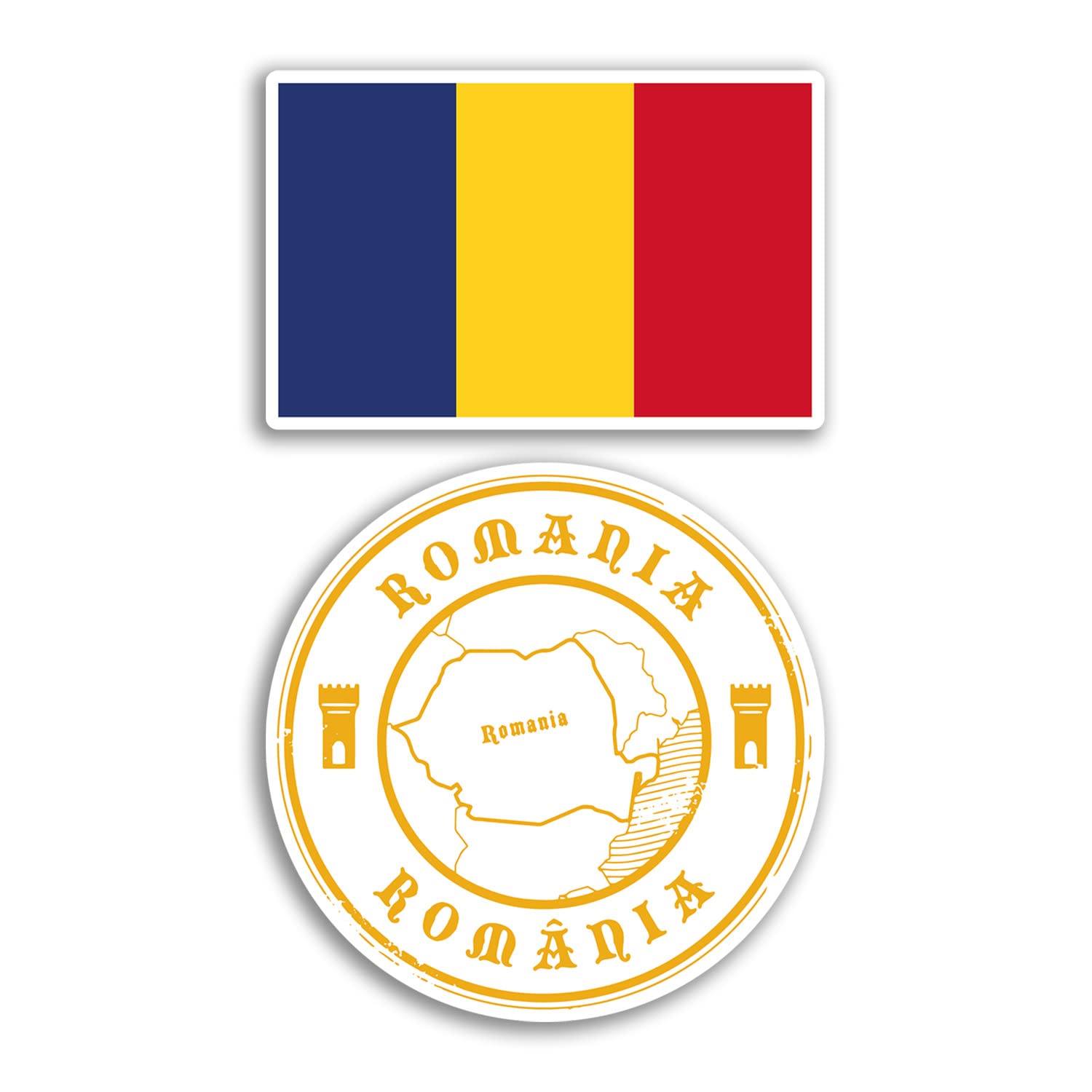 Dv Design Multi 2 X 10Cm Wide Romania Vinyl Stickers - Romanian Map Holiday Adventure Travel Country Scrapbooking Gift #78664