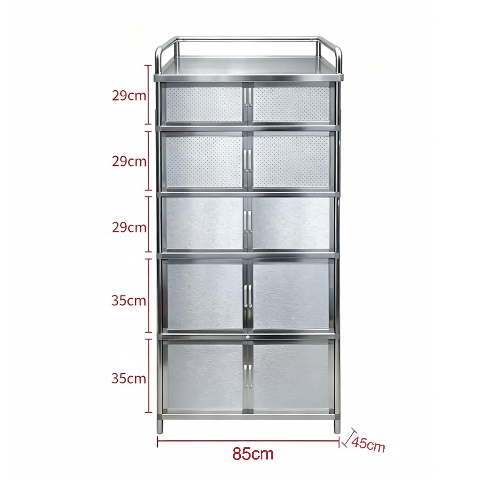Armadietto da Cucina Inox, Credenza per Microonde & Pentole