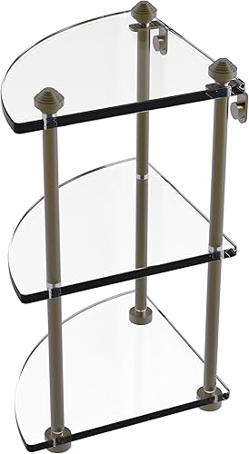 Allied Brass SB-6 Southbeach Collection - Estante esquinero de cristal de tres niveles, latón antiguo