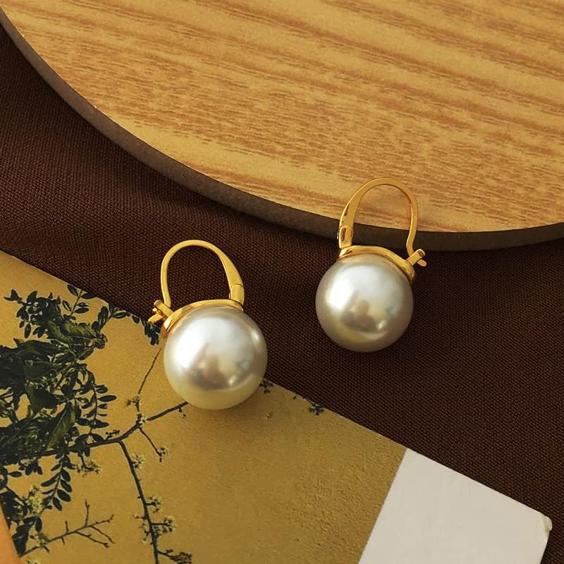 925 Sterling Silver Pearl Dangle Drop Earrings for Women Girls Hypoallergenic 14K Gold Plated Clasp Elegant Jewelry Size 14mm - Image 7