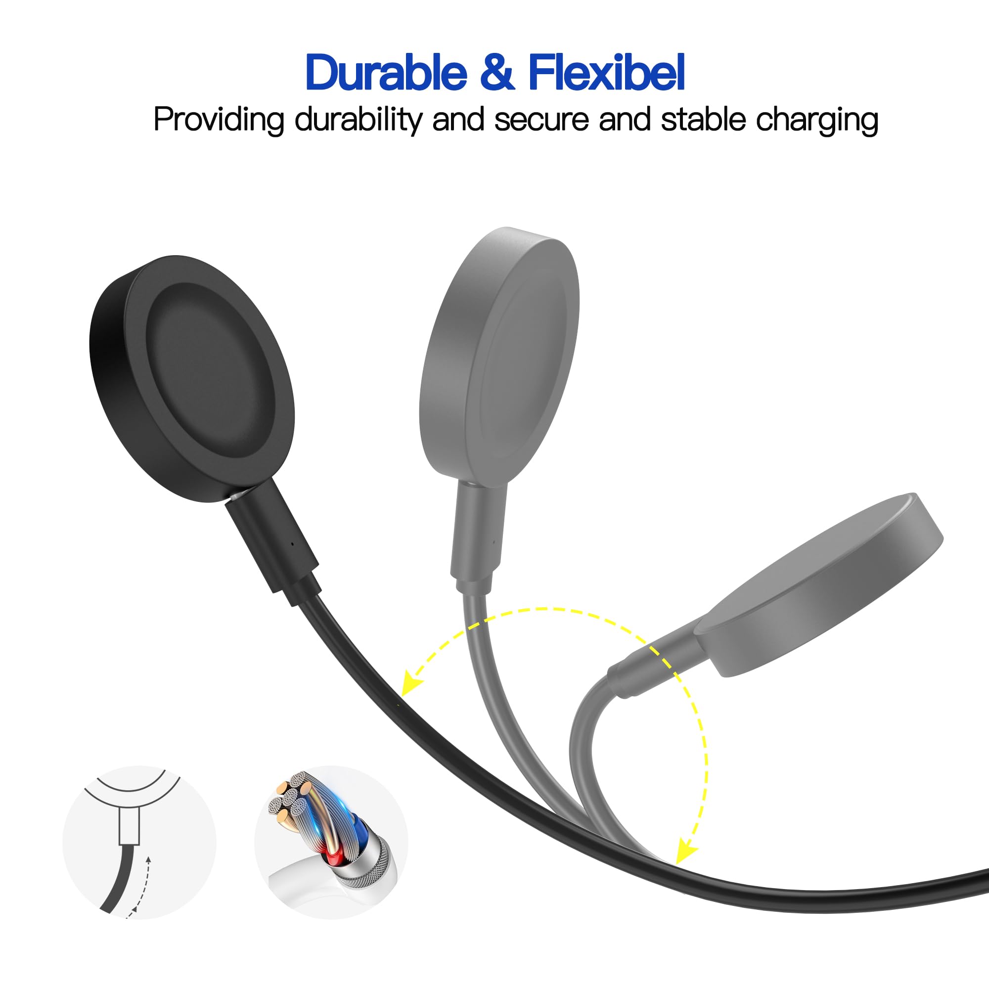 AWINNER Charger Compatible with Huawei Watch Charger Cable,Smartwatch Replacement USB Adapter Charge Cord Magnetic Charging Dock (White 1 Pack) - Image 3