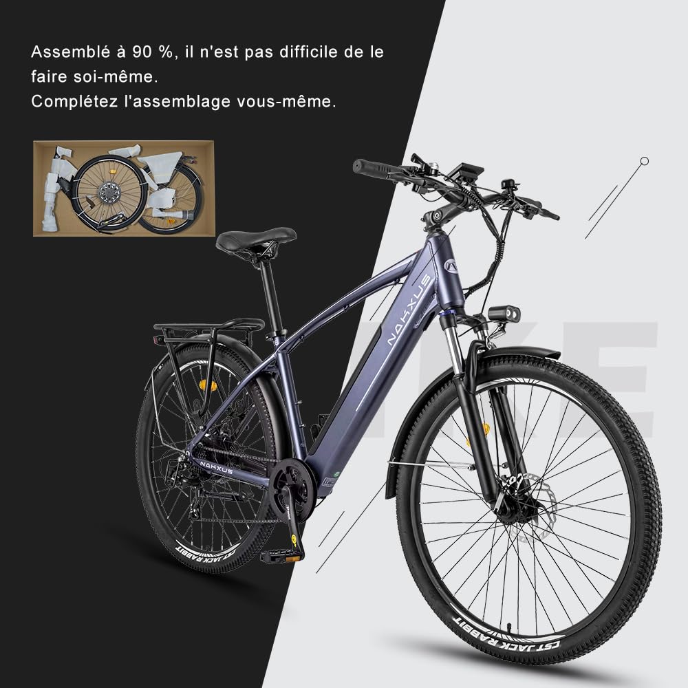 Vélo électrique 27.5" 27M204 E-Bike avec App, vélo de Trekking ou vélo de Ville avec Batterie Lithium 36V 12.5Ah pour Une gramde autonomie allant jusqu'à 100km