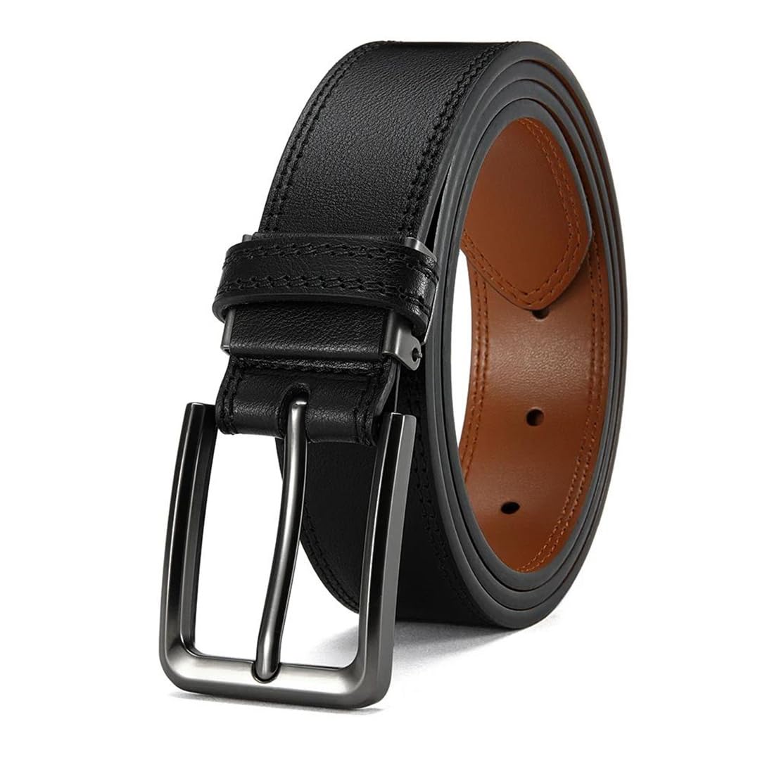 Yeuyyben Cinturón de piel sintética con hebilla automática para hombre, casual, negocios, multicolor, ajustable