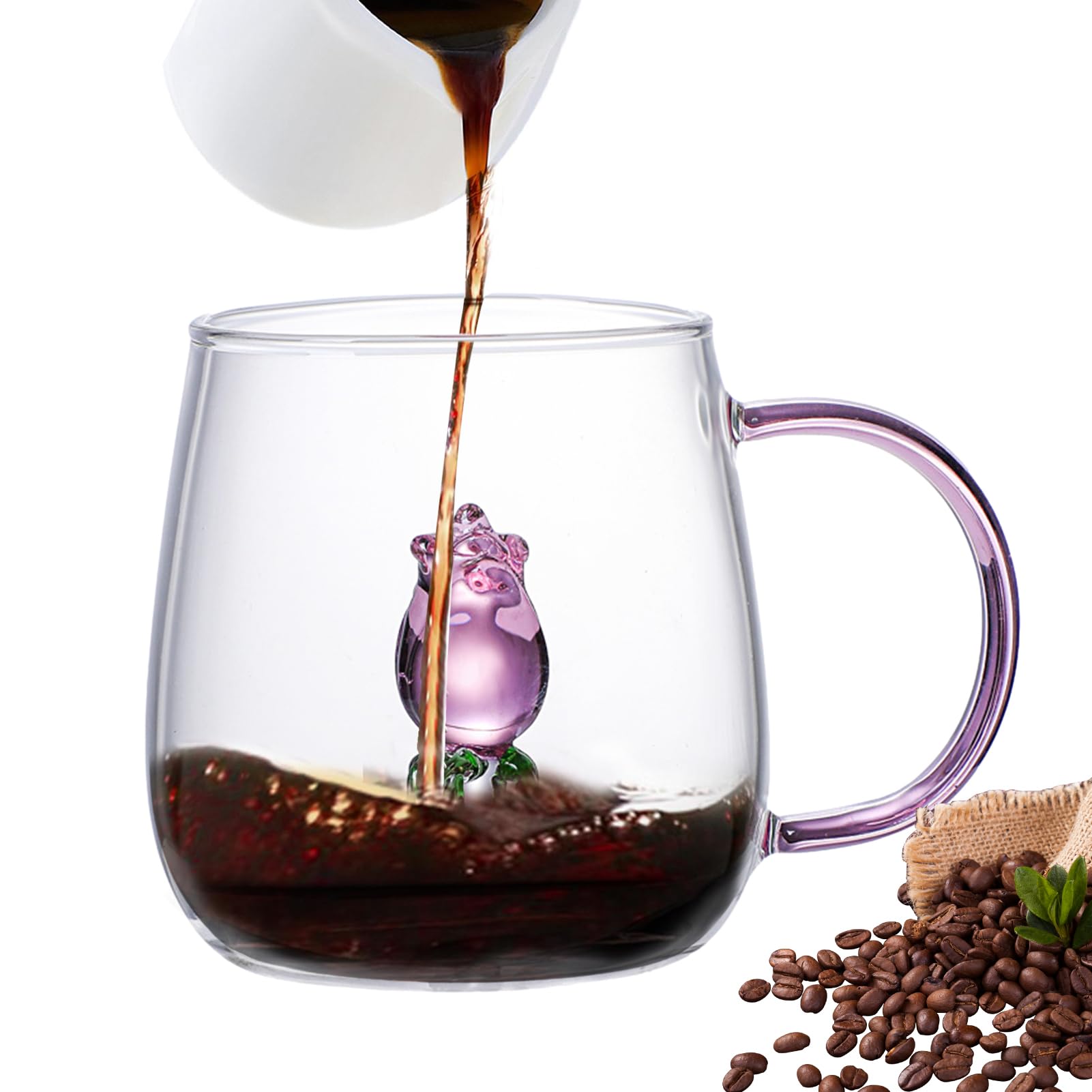 ANOTION Tazze di vetro con coperchio e cannucce, tazza da caffè ghiacciato a forma di lattina di birra, 590 ml, bicchieri da caffè riutilizzabili, regalo per donne, sorelle e mamme