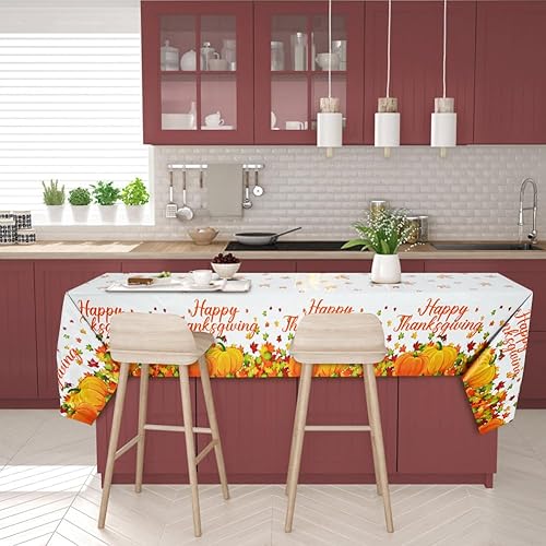 Miniatura 7 de CAMIRUS 3 manteles de hojas de otoño de Acción de Gracias, manteles desechables de hojas de arce otoñales, rectangulares, impermeables, de plástico,