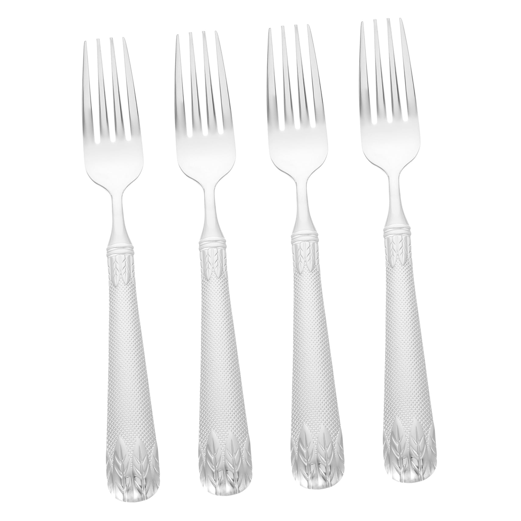 PRETYZOOM Stainless Steel Hammered Forks Long Handle Barbecue Forks for Steak Buffet Family